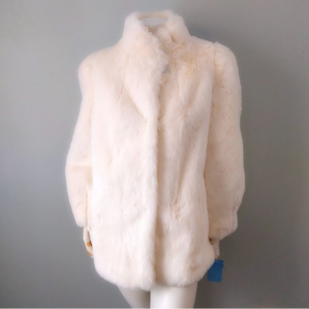 Vintage 80s White Faux Mink Fur Coat